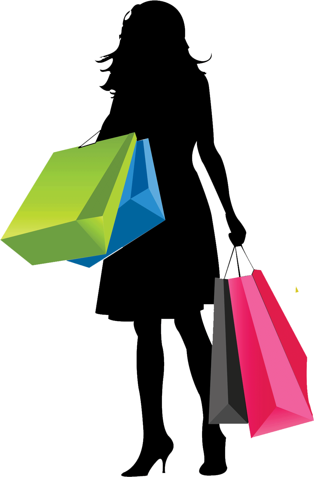 Fashion Girl Holding Shopping Bag Vector Transparent Png (black, gray)