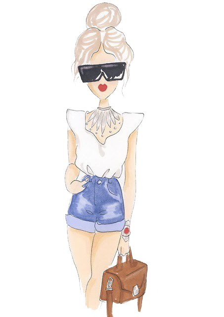 Fashion Girl Png File (white, beige)