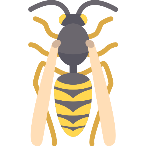 Wasp Bee Png File (gold, gray, black, salmon, pink)