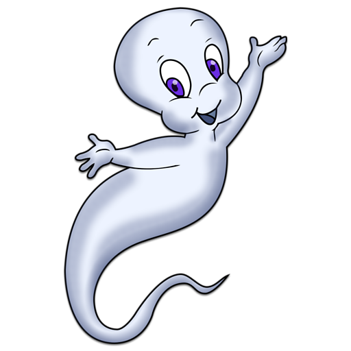 Casper Png Transparent Image (black, white, silver, lavender)