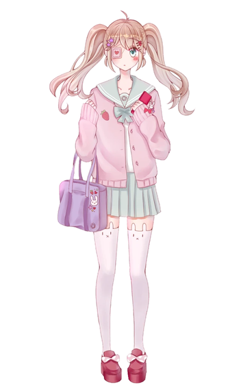 Pastel Anime Girl Png Transparent Image (black, pink, white)