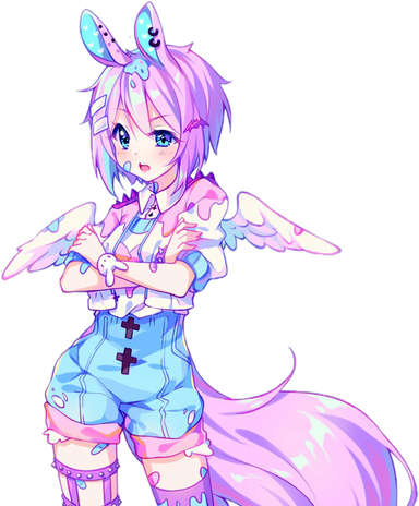 Pastel Anime Girl Png Transparent (lavender, black, white, beige)