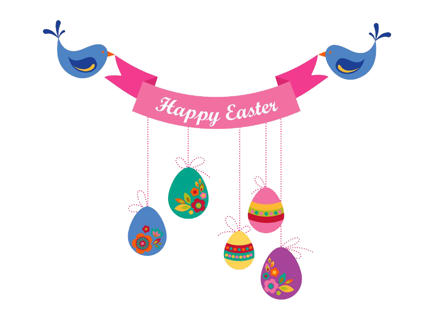 Easter Banner Transparent Png (white, salmon)