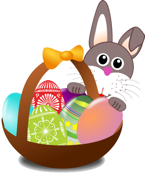 Easter Basket Bunny Png (gray, maroon, white)