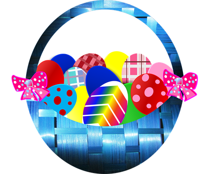 Easter Basket Png Pic (yellow, greenish blue, white, black, plum)