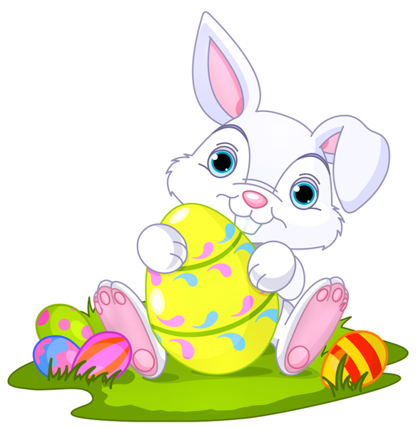 Easter Bunny Free Png Image (black, olive, white, yellow)