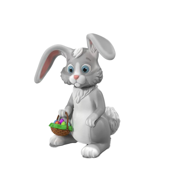 Easter Bunny Transparent Background (silver, white, gray)