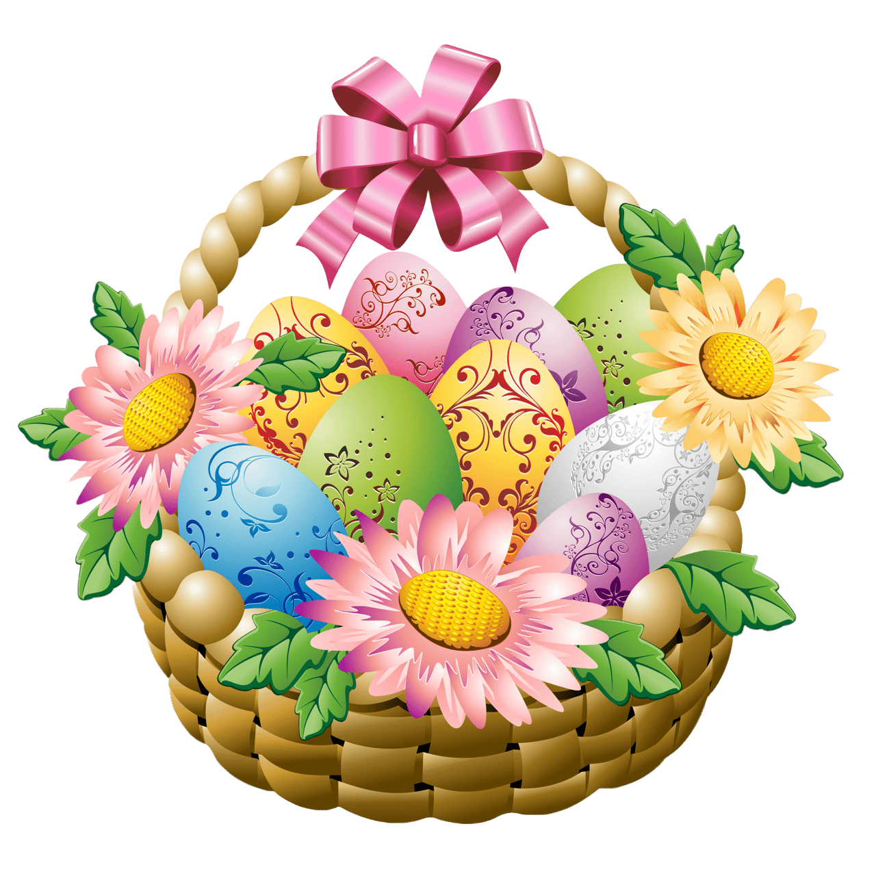 Easter Egg Basket Png Clipart (gray)