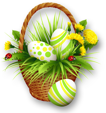 Easter Egg Basket Png Photo (black, white)