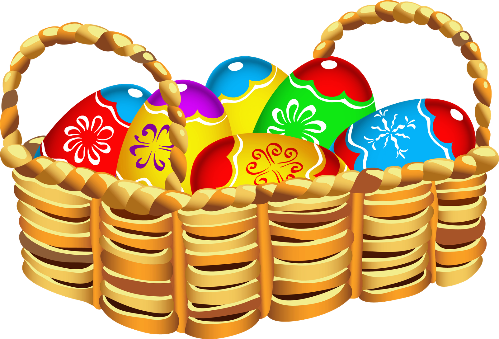 Easter Egg Basket Transparent Background (salmon, chocolate, greenish blue, black, lime)