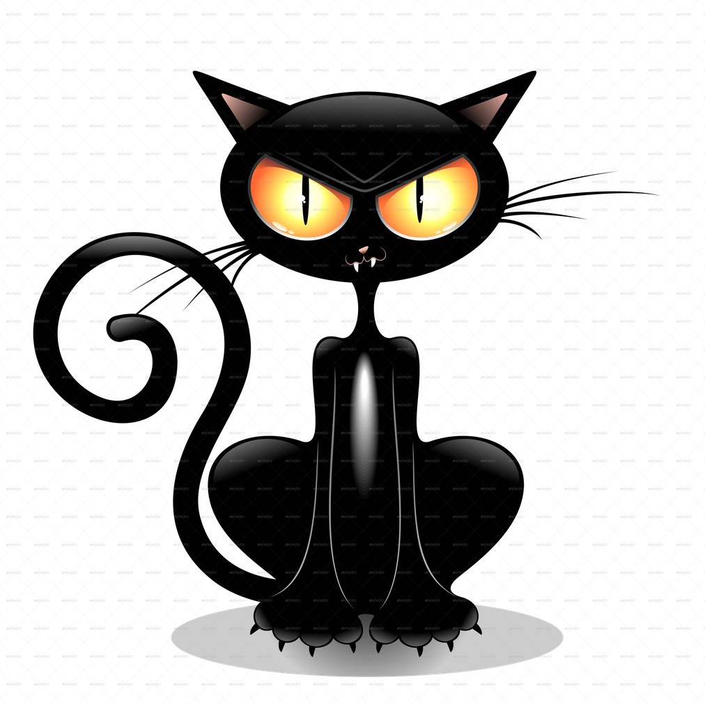 Cat Cartoon Png Transparent (black)