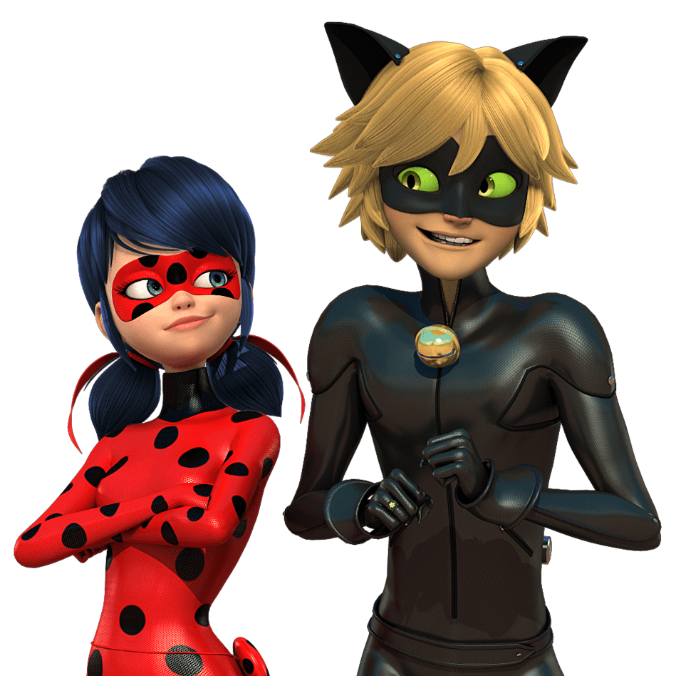 Cat Noir And Ladybug Png File (black, gray)