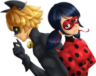 Cat Noir And Ladybug Png Isolated Hd (black, indigo)