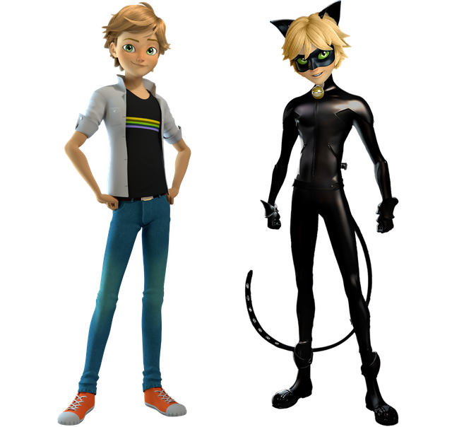 Cat Noir And Ladybug Transparent Png (black)