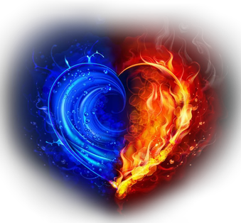 Water Fire Heart Transparent Png (black)