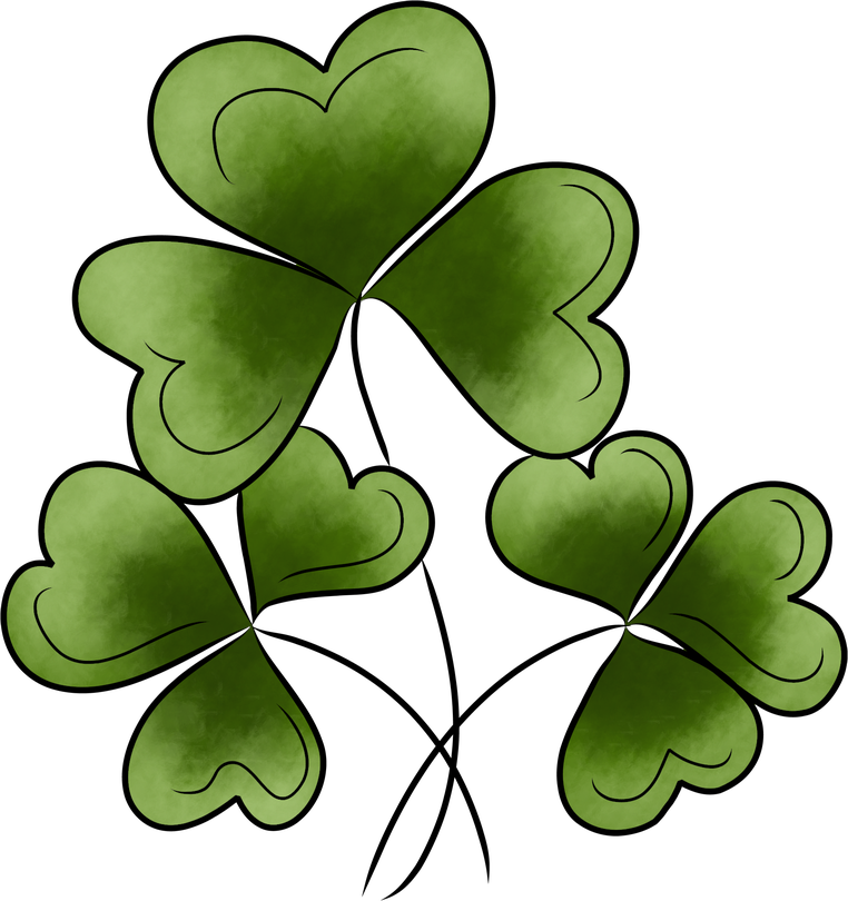 Watercolor Clover Png Isolated Hd (black, green)