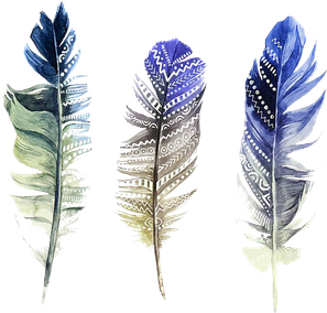 Watercolor Feather Transparent Background (black)