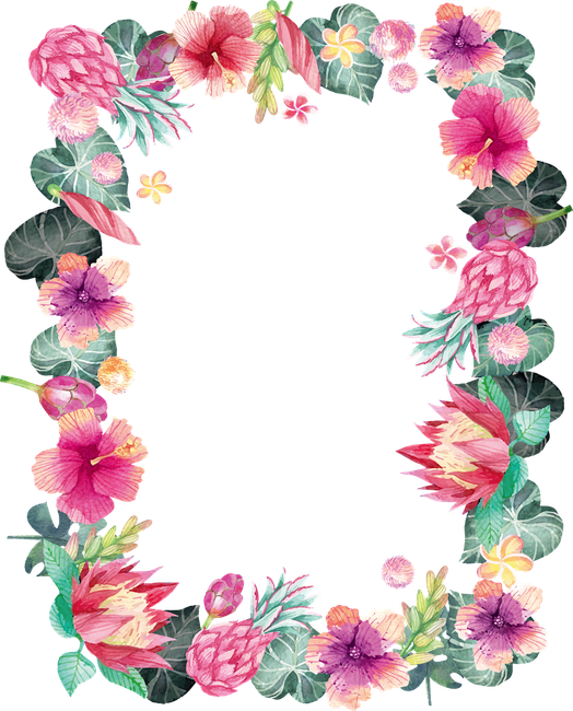 Watercolor Floral Frame Png Hd Isolated (black)