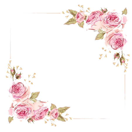 Watercolor Floral Frame Png Image (black)