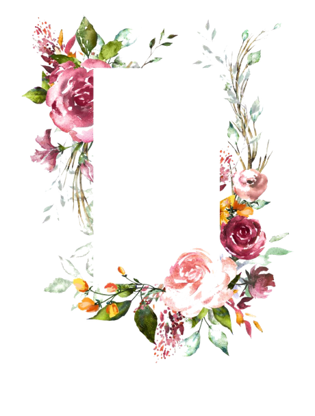 Watercolor Floral Frame Png Picture (black)