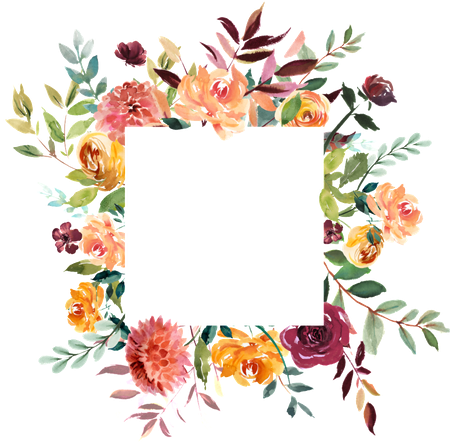 Watercolor Floral Frame Png Transparent (black, white)