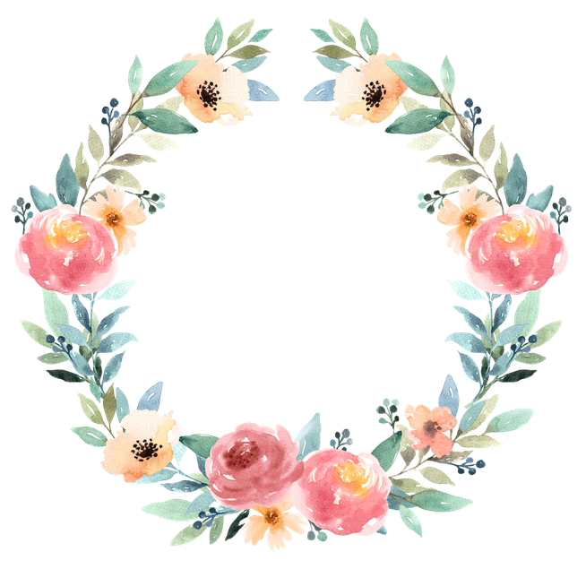 Watercolor Floral Frame Png (black, beige)