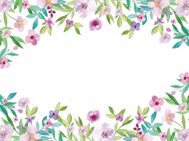 Watercolor Floral Frame Transparent Png (black, white)