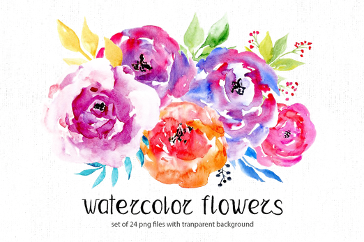 Watercolor Flowers Png Free Image (gray, silver)