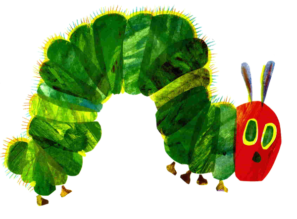 Caterpillar Transparent Background (black, red, green)