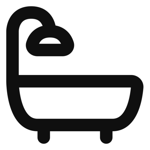 Bath And Shower Free Png Icon (black)