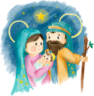 Catholic Christmas Nativity Png File (silver, beige, pink, black)