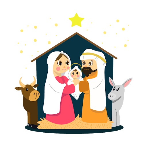 Catholic Christmas Nativity Png Free Download (navy, black, salmon, white, orange)