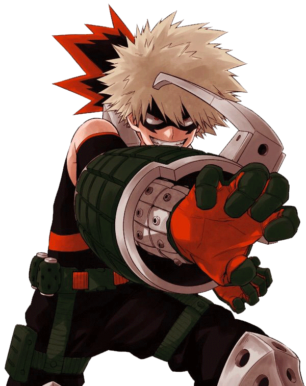 Katsuki Bakugo Transparent Background (black, white)