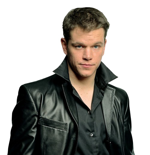 Matt Damon Transparent Background (white, black)