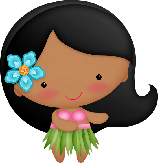 Hawaiian Luau Girl Png Clipart (black, salmon)