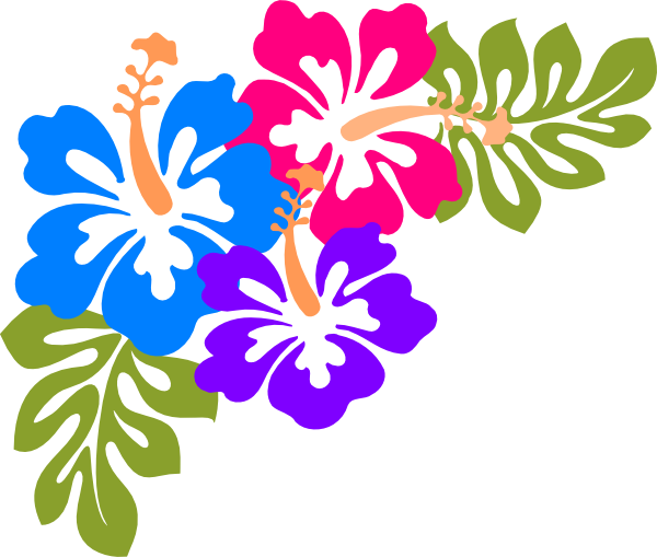 Hawaiian Luau Transparent Background (white, red, olive, blue)