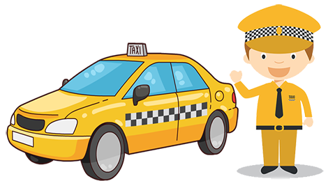 Taxi Png Image (gold, orange, white, black, beige)