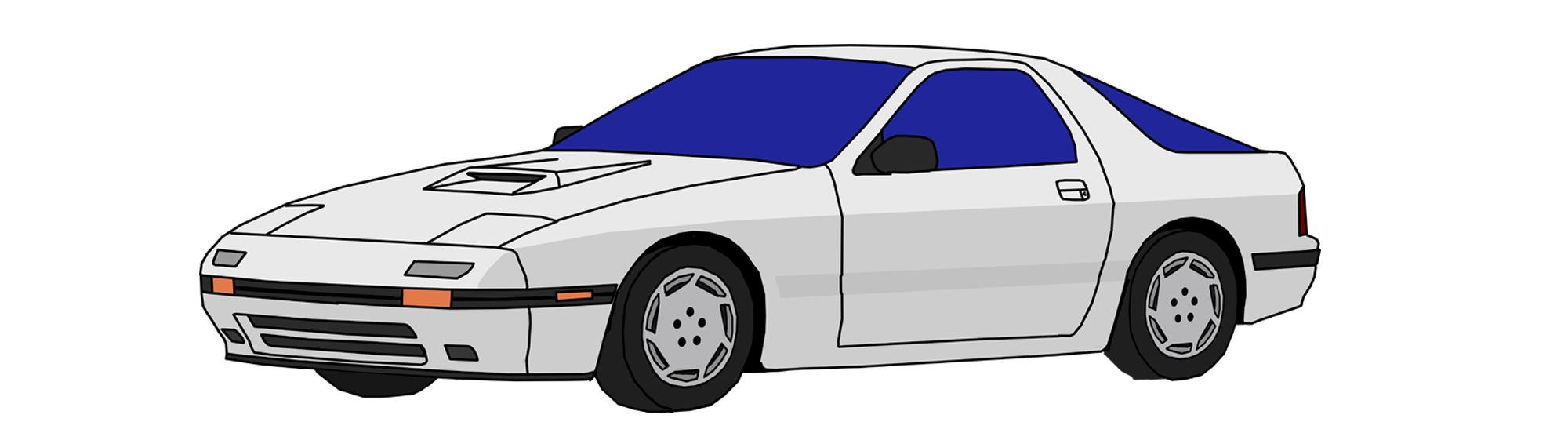 Mazda Rx 7 Png Image (silver, lavender, black, white, navy)