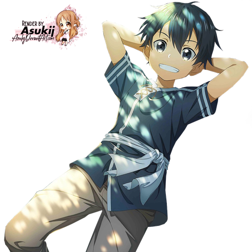 Kazuto Kirigaya Kirito Transparent Background (gray, navy, indigo, black)