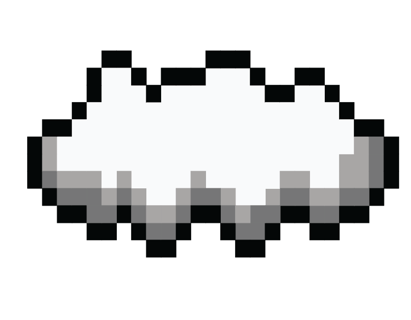 8Bit Png Isolated Image (white, black, gray, silver)