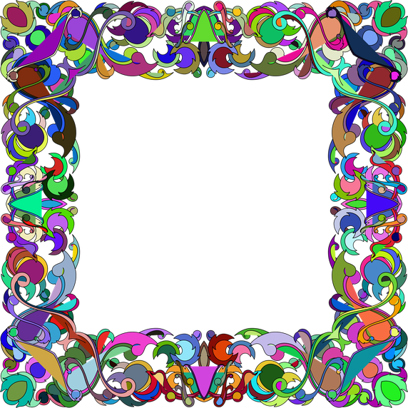 Abstract Frame Transparent Png (black, greenish blue)