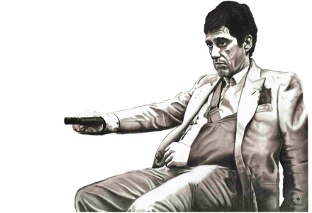 Scarface Png Image (black, silver, white, gray)