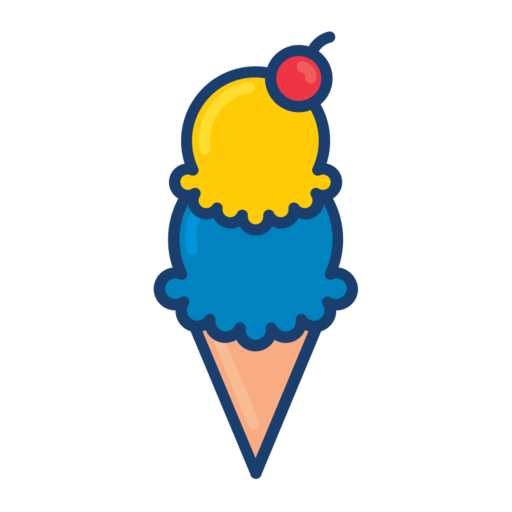 Ice Cream 02 Free Png Icon (salmon, teal, black, gold, navy)