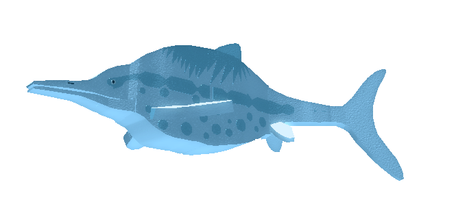 Ichthyosaur Transparent (teal, gray, white, silver)