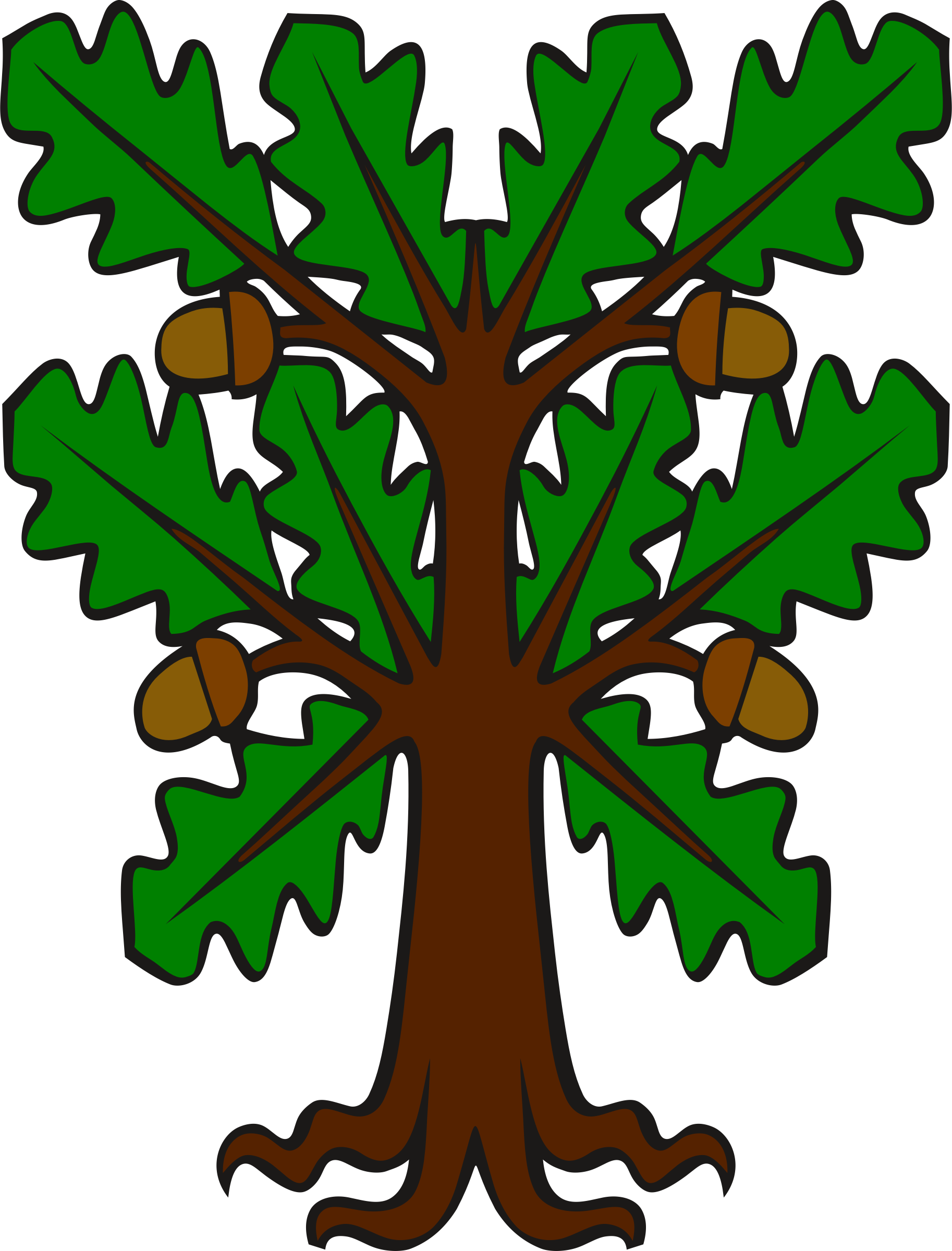 Acorn Oak Png File (black, green, maroon)