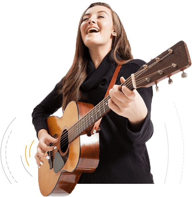 Acoustic Guitar Girl Png Image (black)