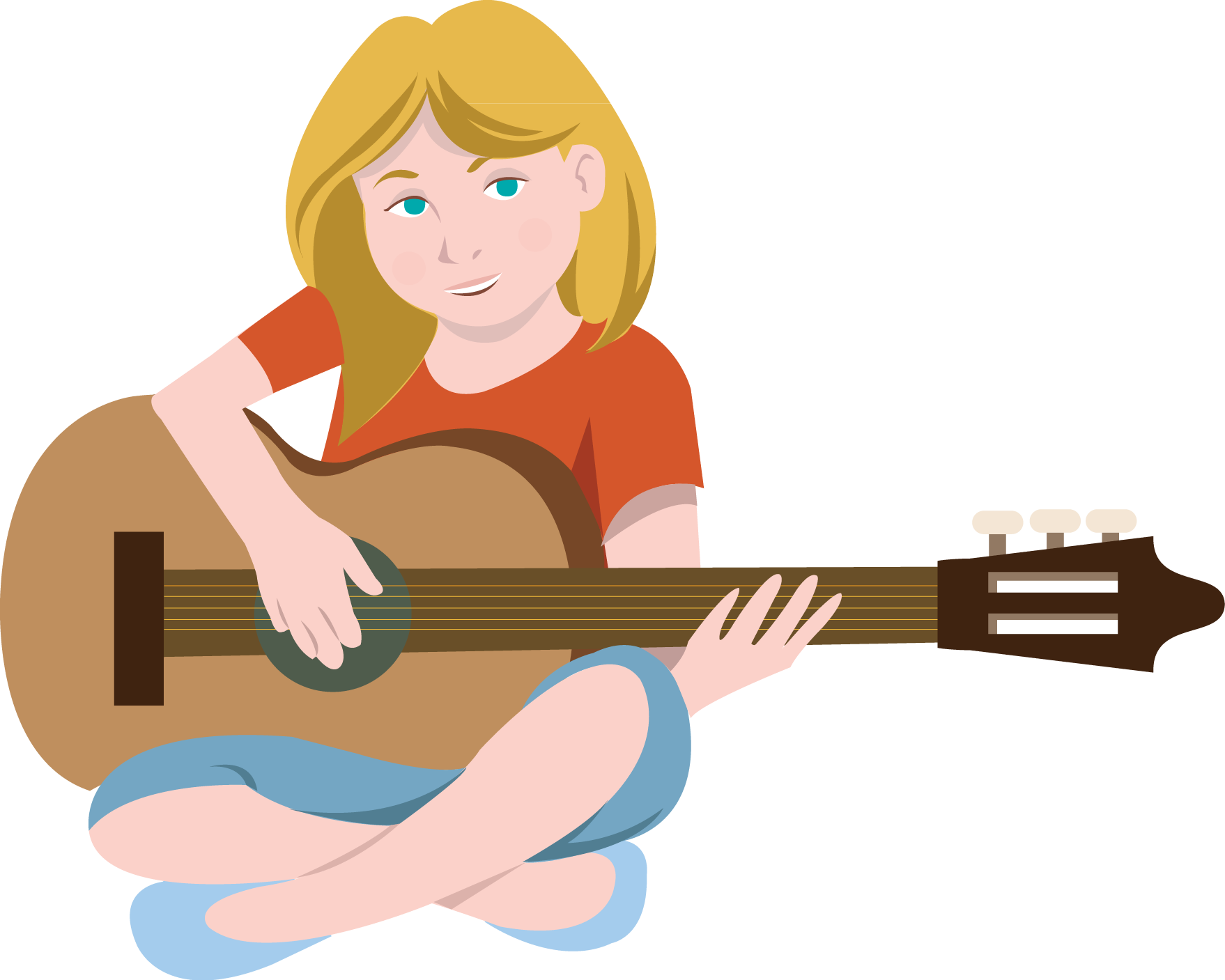 Acoustic Guitar Girl Png Transparent Image (pink, olive, salmon, chocolate, white)