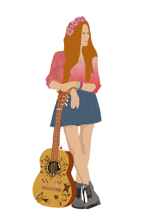 Acoustic Guitar Girl Transparent Png (silver, chocolate, gray, white)