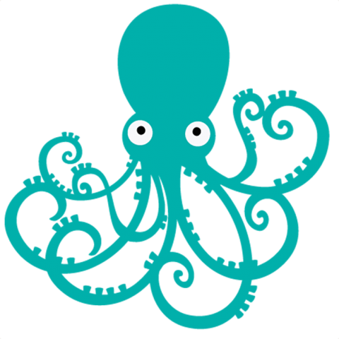 Octopuse Png Hd (white, teal)