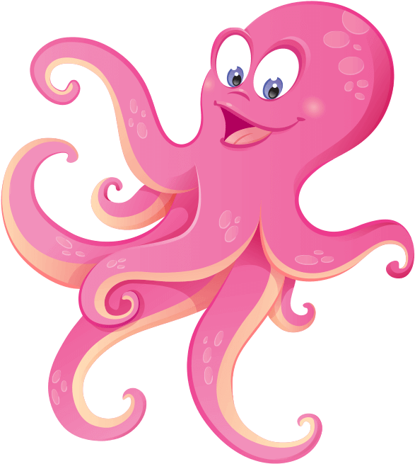 Octopuse Png Image (white, black, plum, salmon)